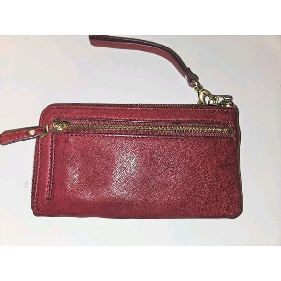 Fossil Zip Wallet Wristlet Leather RED 8 x 4" small - Picture 4 of 10